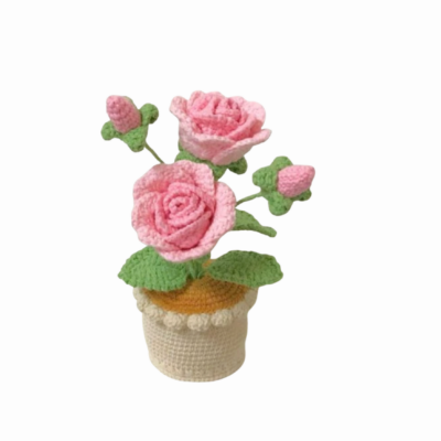 handmade crochet flower - rose pot